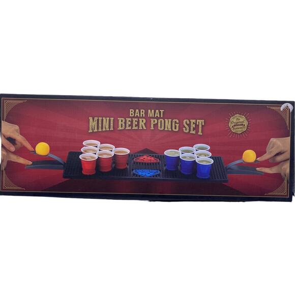 The Original Fun Workshop Bar Mat Mini Beer Pong Two Player Set-New - Picture 7 of 10